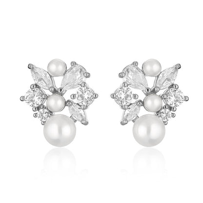 Elegant Diamond Pearl Earrings