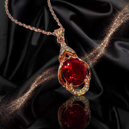 Korean Red Tourmaline Pendant Necklace