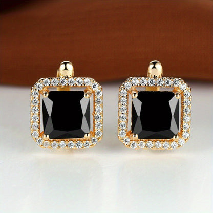 Platinum Diamond Square Stud Earrings