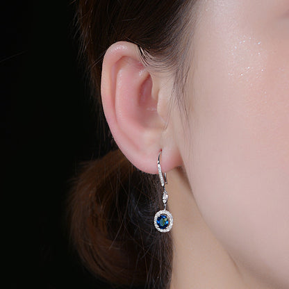 Elegant Sapphire Colored Long Earrings