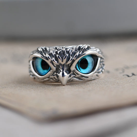 Elegant Owl Sterling Silver Ring