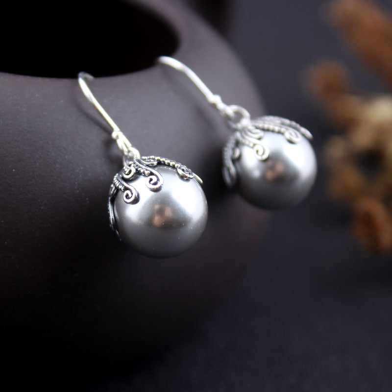 Retro Ethnic Shell Pearl Earrings
