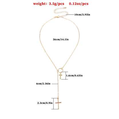 Elegant Double Layer Cross Necklace
