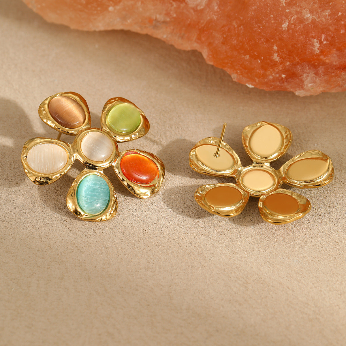Colorful Opal Flower Earrings