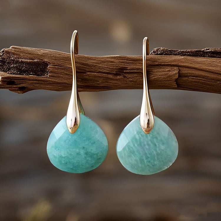 Natural Amazonite Geometric Earrings
