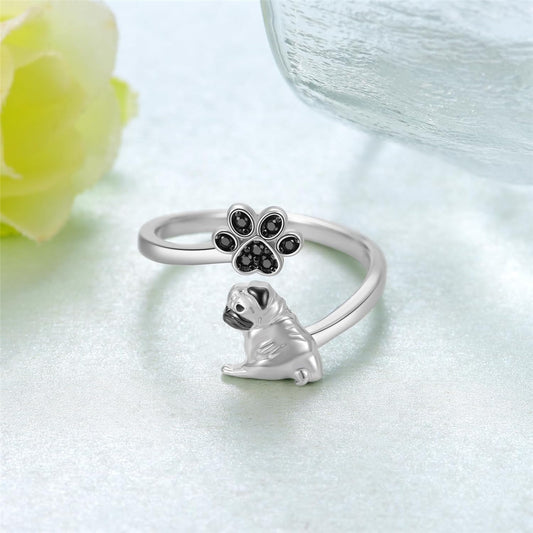 Elegant Adjustable Pug Ring
