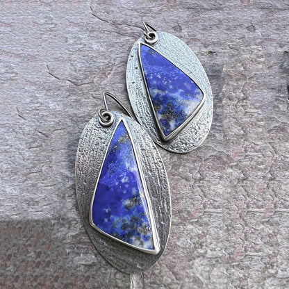 Geometric Navy Blue Enamel Earrings