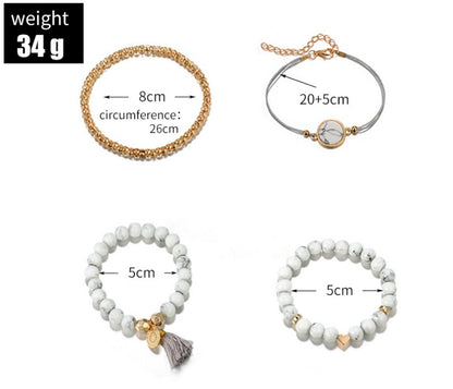 Geometric Pine Stone Bracelet Set