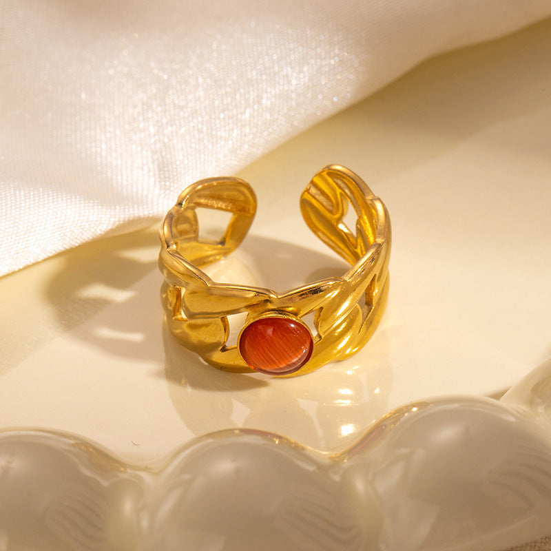 Elegant Titanium Gold Plated Ring
