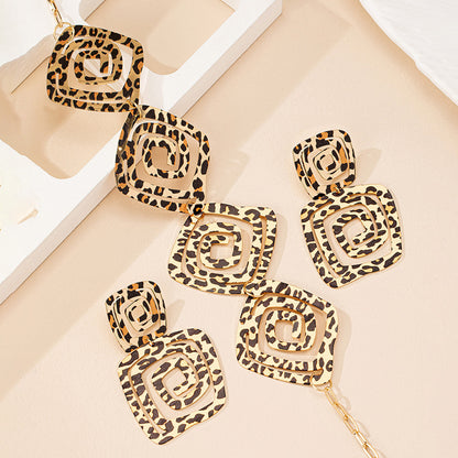 Leopard Print Stud Earrings Set