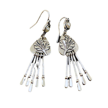 Inlaid Pearl Vintage Tassel Earrings