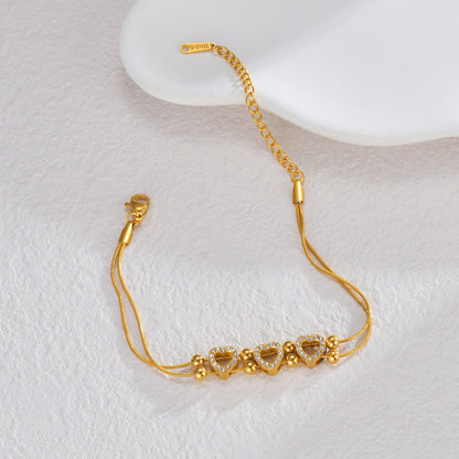 Elegant Gold Love Diamond Bracelet