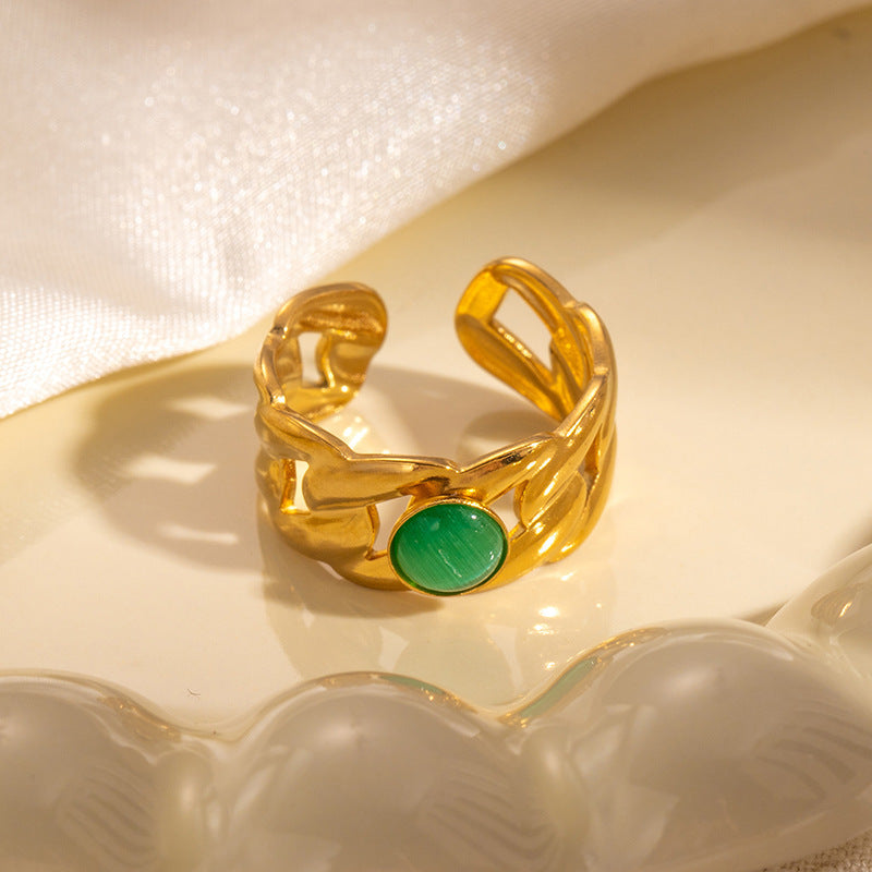 Elegant Titanium Gold Plated Ring