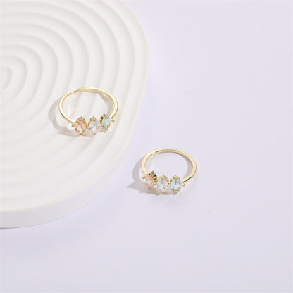 Tricolor Zircon Horse Eye Ring