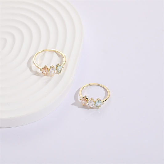 Tricolor Zircon Horse Eye Ring