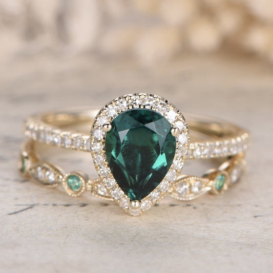 Water Drop Zircon Diamond Ring Set