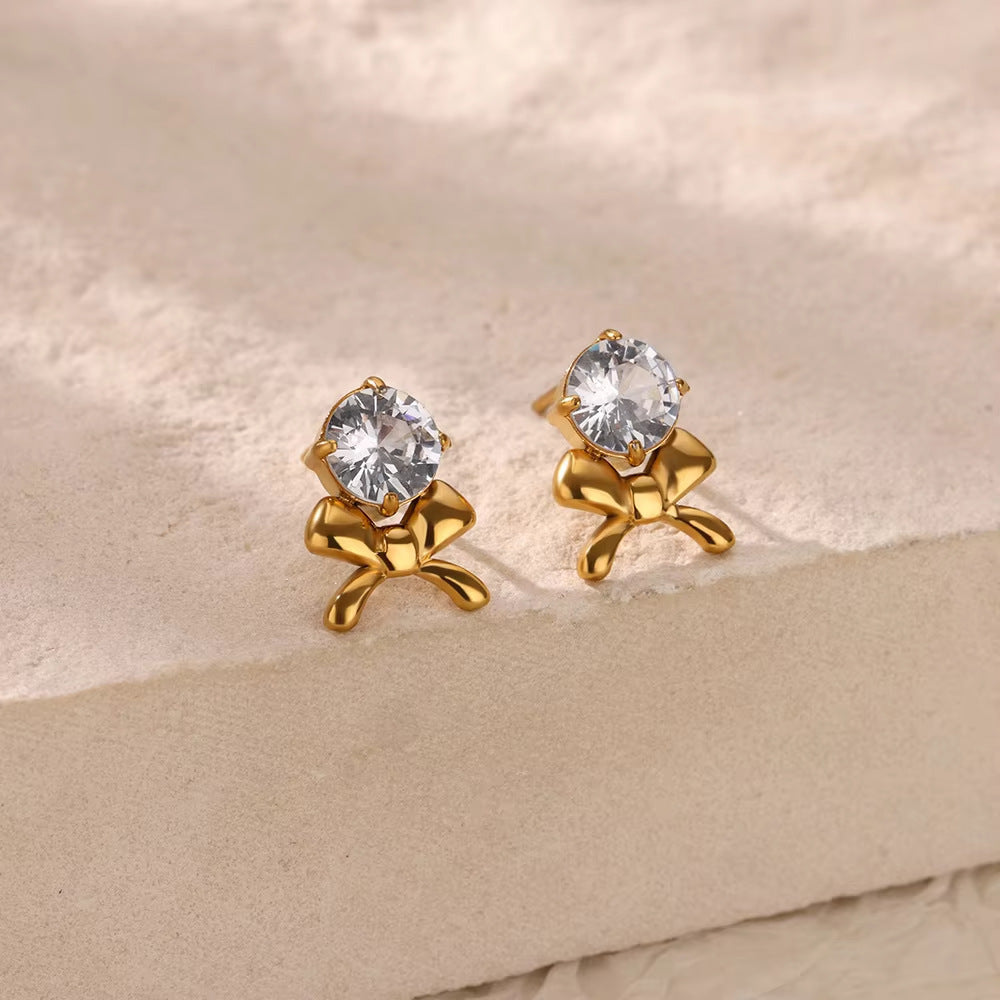 Love Heart Bow Tie Earrings