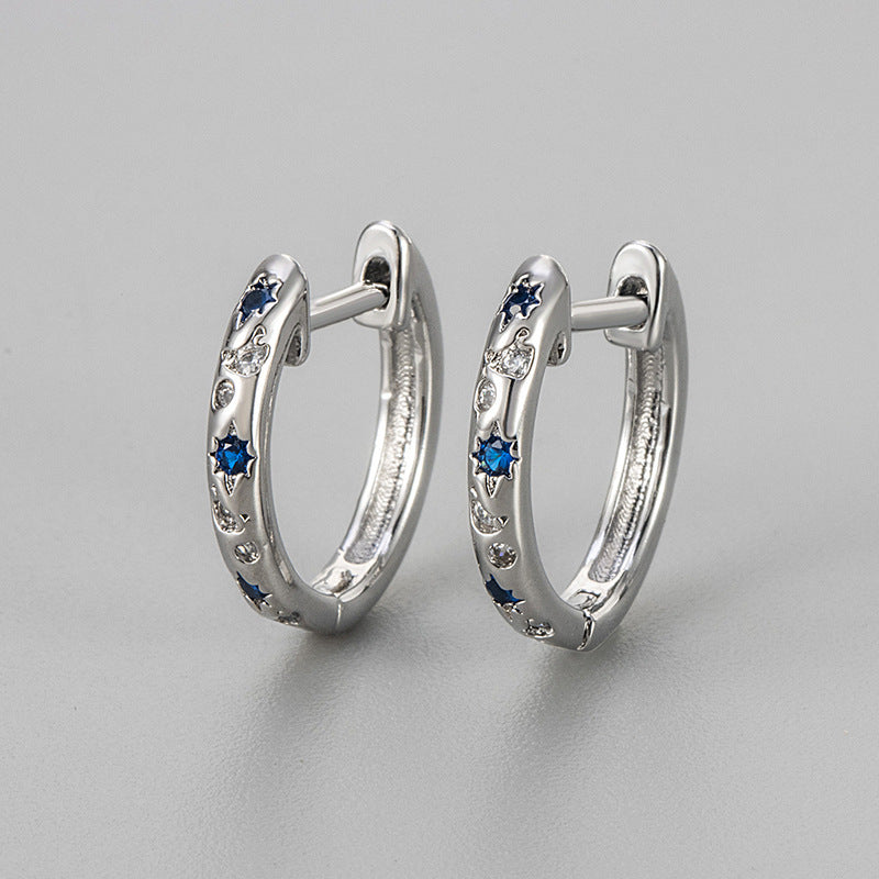Elegant Blue Zircon Star Earrings
