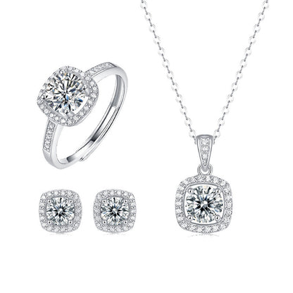 Korean Moissanite Ring Necklace Set