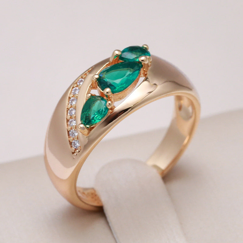 Rose Gold Green Zircon Ring