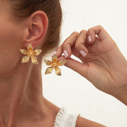Liquid Metal Flower Earrings