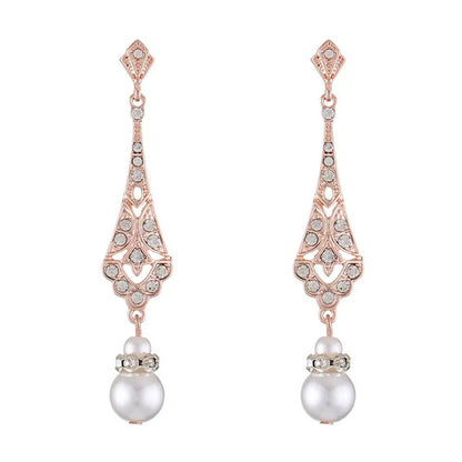 Alloy Silver Pearl Drop Earrings