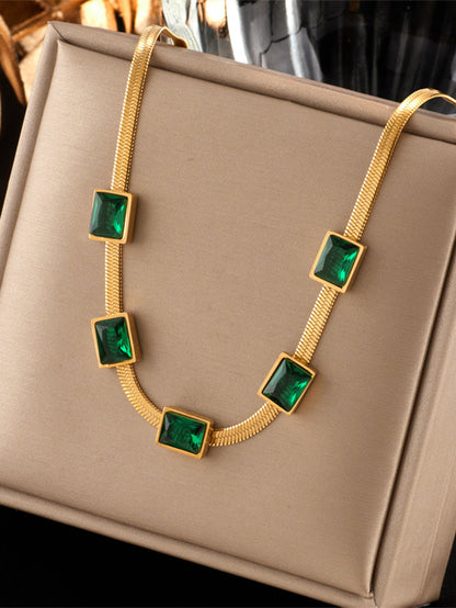 Elegant Green Zircon Necklace Set