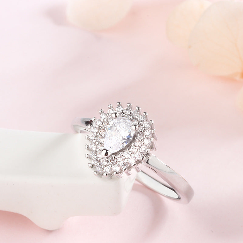 Elegant Silver Diamond Drip Ring
