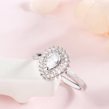 Elegant Silver Diamond Drip Ring