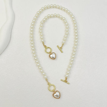Love Pearl Buckle Necklace Set