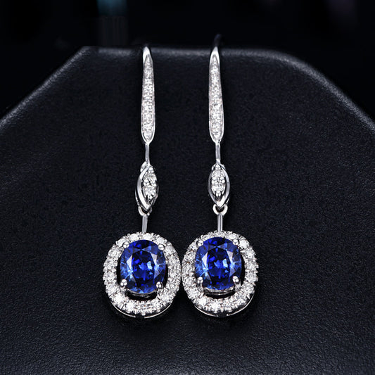 Elegant Sapphire Colored Long Earrings
