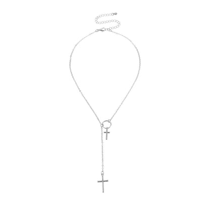 Elegant Double Layer Cross Necklace