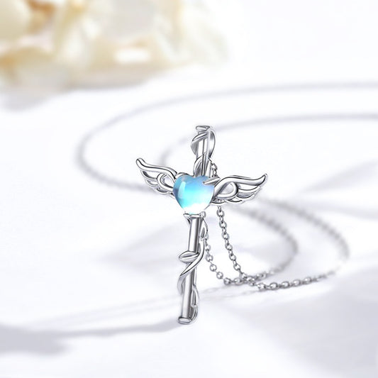 Heart Wings Moonstone Necklace