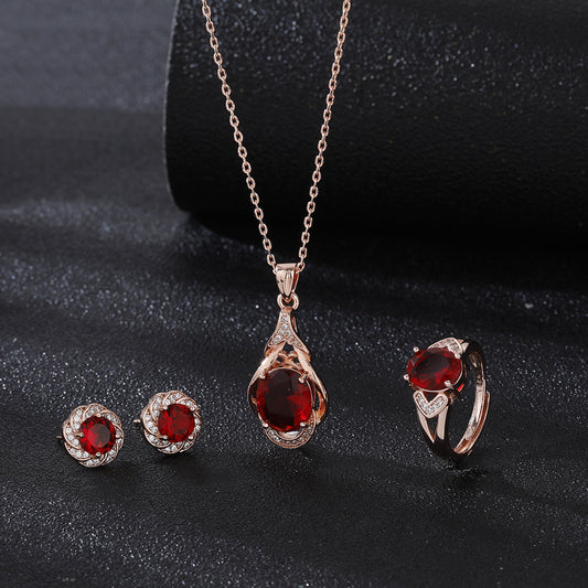 Korean Red Tourmaline Pendant Necklace