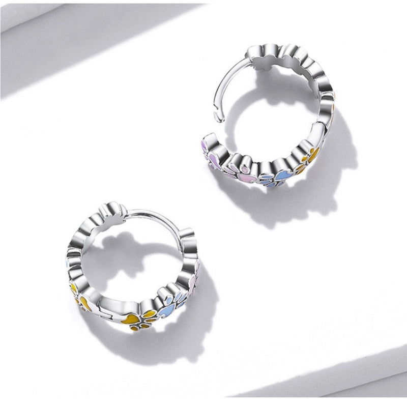 Colorful Silver Claw Earrings