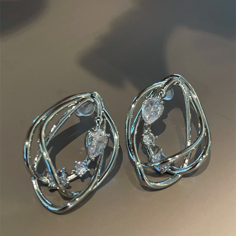 Metallic Geometric Statement Earrings