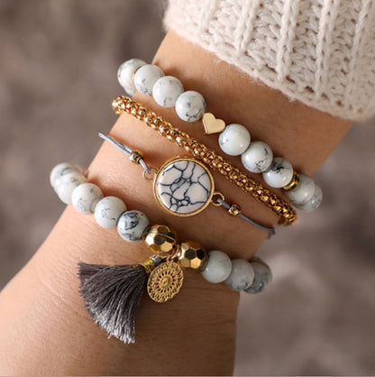 Geometric Pine Stone Bracelet Set