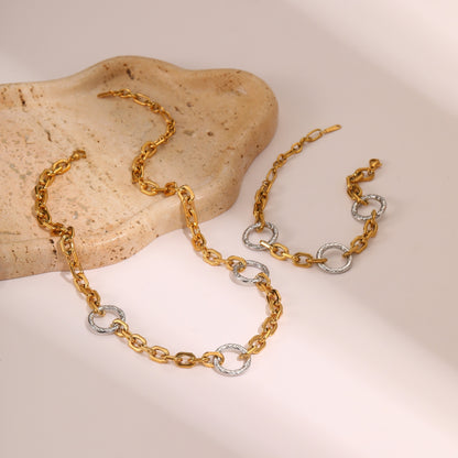 Elegant Gold and Silver Necklace Bracelet Set