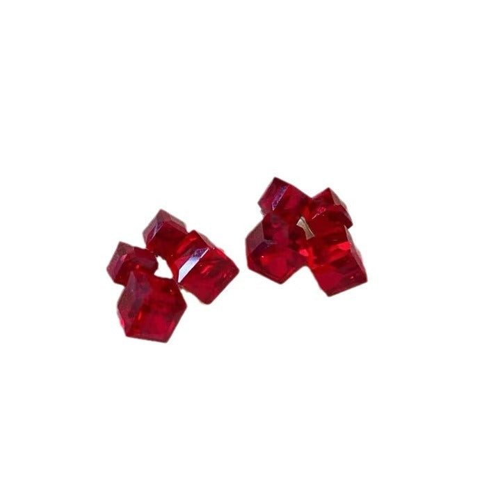 Geometric Crystal Cube Earrings