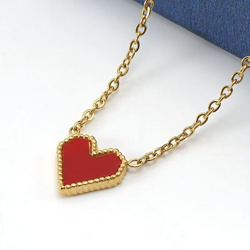 Red Peach Heart Necklace