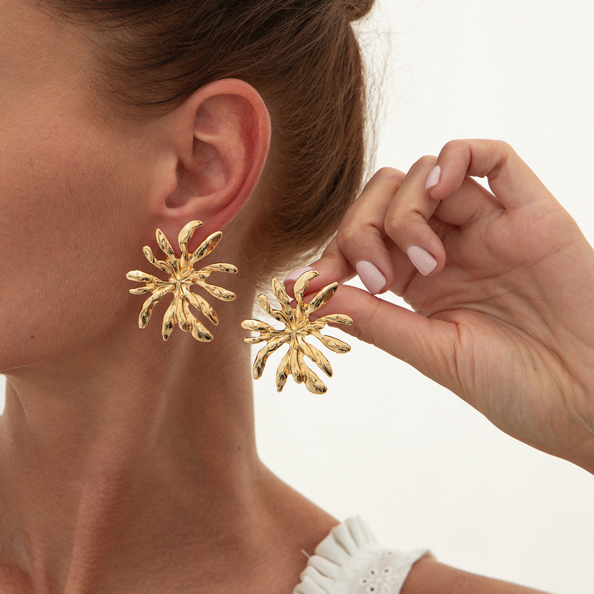 Liquid Metal Flower Earrings