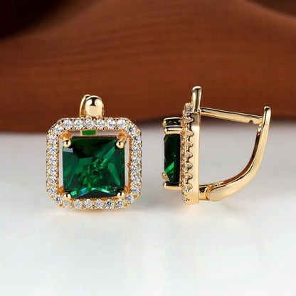 Platinum Diamond Square Stud Earrings