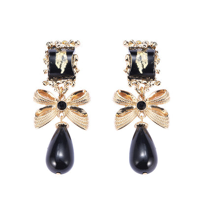 Graceful Black Bow Earrings