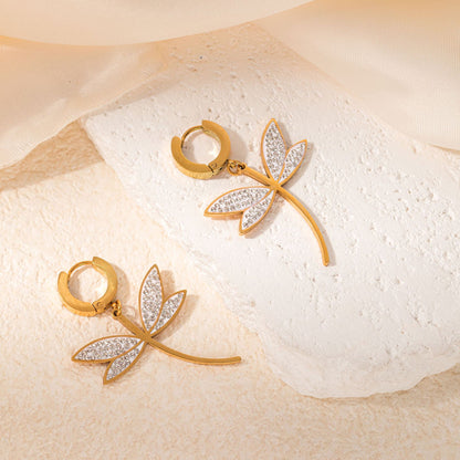 Elegant Dragonfly Zircon Necklace