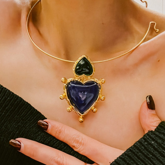 Bottle Green Vintage Heart Earrings