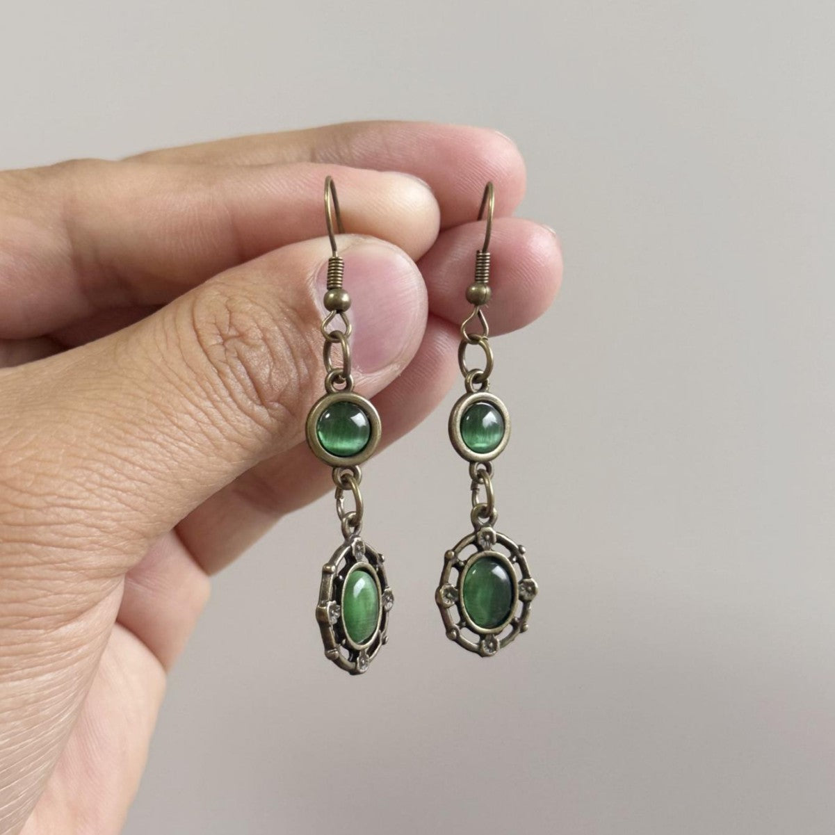 Ancient Gray Jade Pendant Earrings