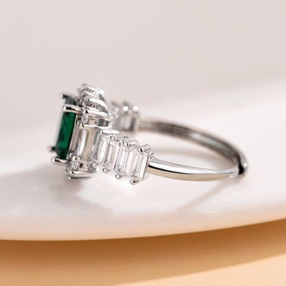 Emerald Open-end Zircon Ring