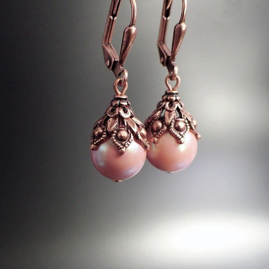 Vintage Pearl Inlaid Earrings
