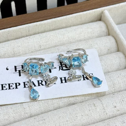Ocean Blue Diamond Ear Clip