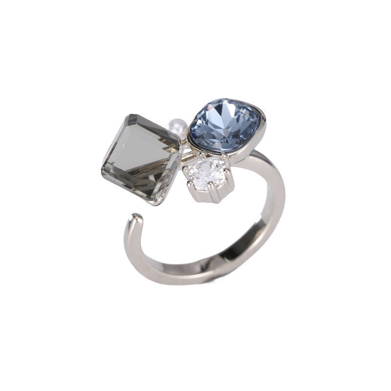 Geometric Pearl Zircon Ring